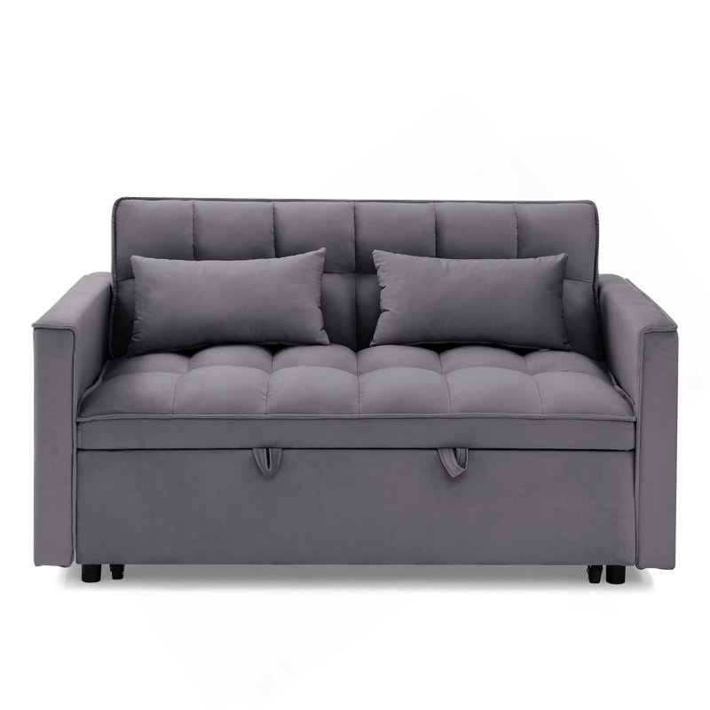 54,33 po Canapé-lit pliable polyvalent en 3 longueurs, canapé-lit moderne, canapé-lit en velours, dossier réglable (GRIS)