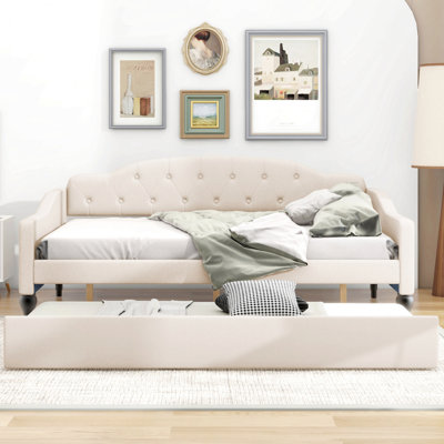 Lit de jour double capitonné capitonné, beige