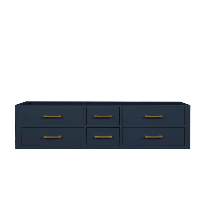 Meuble-lavabo double 72 po X P 22 po D, Doré, Bleu