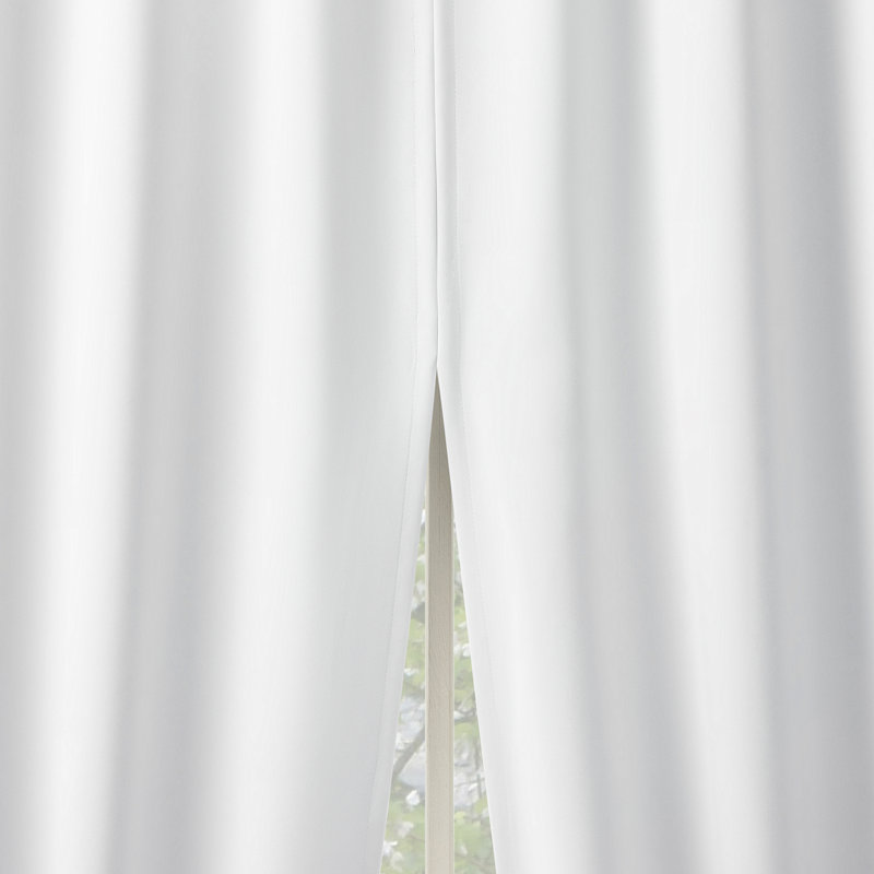 White 84" Polyester Blackout Back Tab Curtain Panel Pair