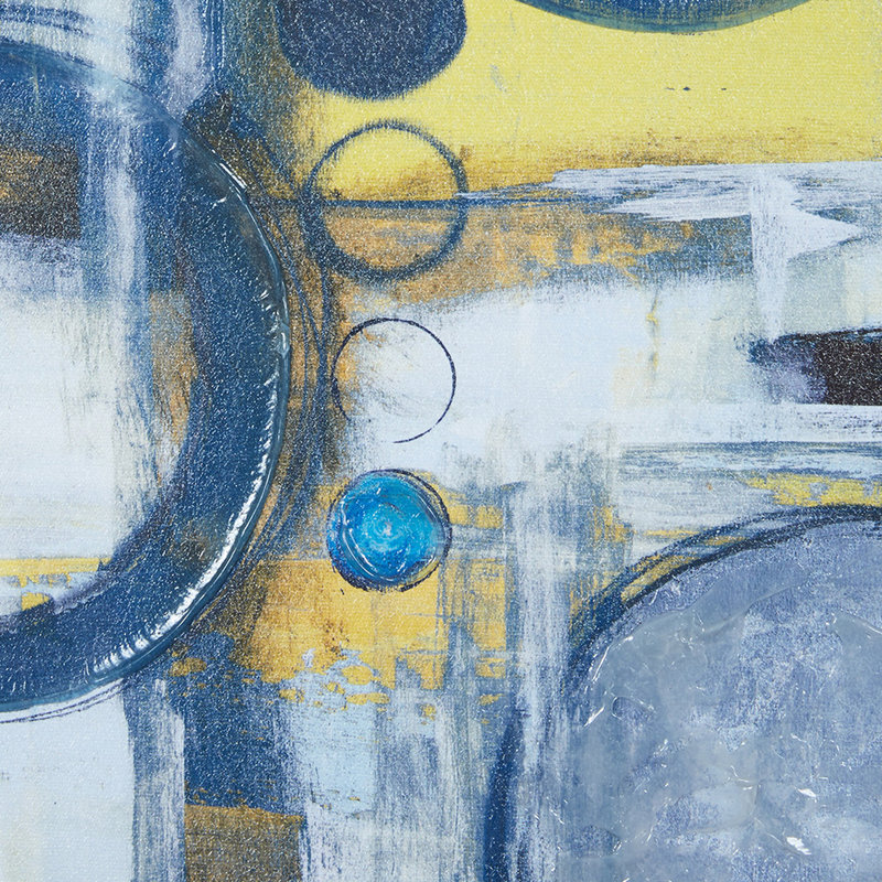 5 bleus, gris, jaunes, art abstrait avec des cadres de conception merveilleuse dans une galerie exquise