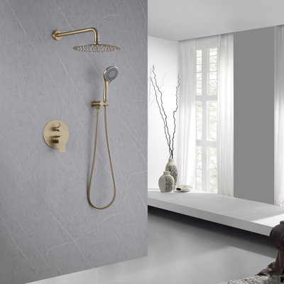 10" Round Complete Shower System with Rough-in Valve and Handheld Shower