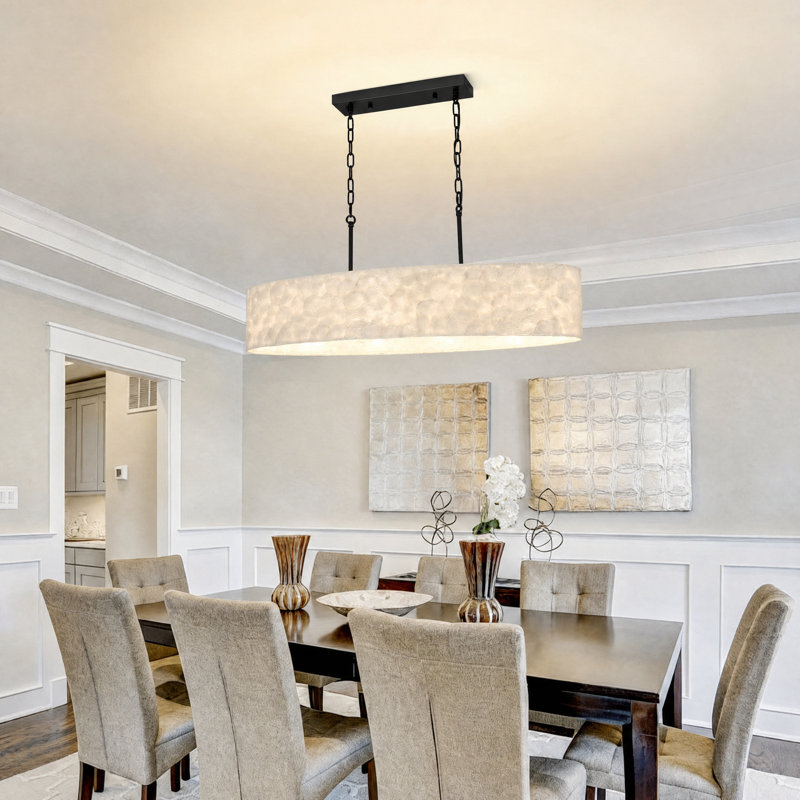 Elegant Shell Chandelier With Handmade Shells, 18.5 cm H × 96 cm W × 34.5 cm D, Black