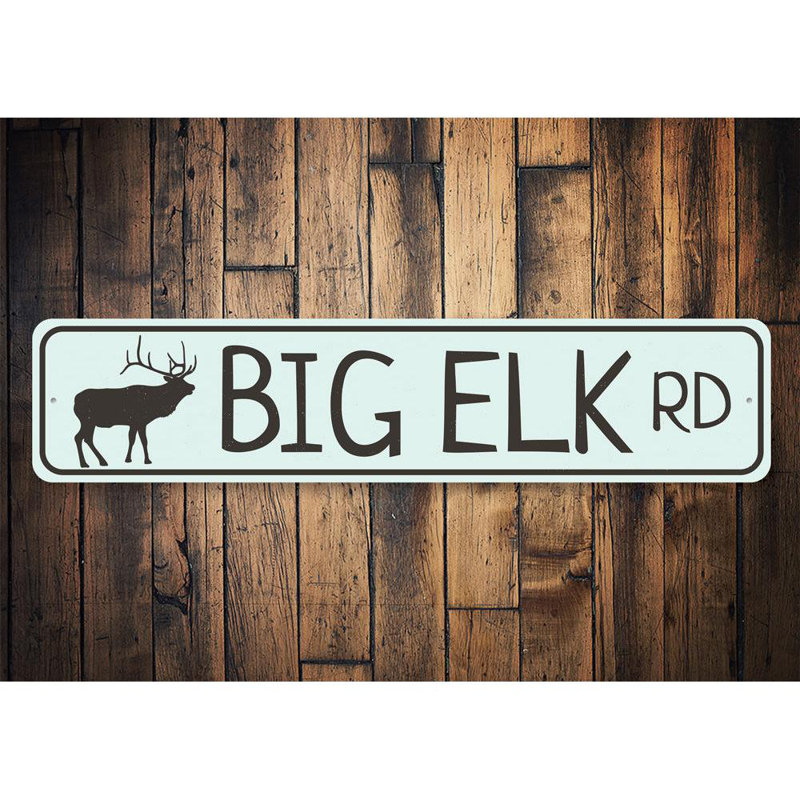 Plaque en aluminium Big Elk Road, H 4 po x l 18 po x P 0,04 po