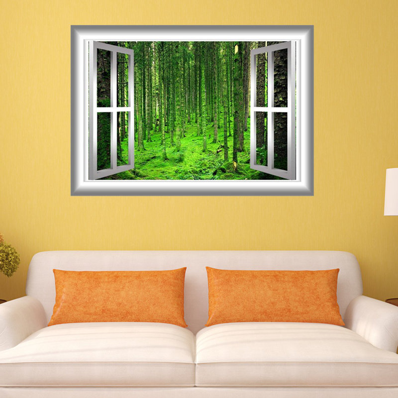 Décalcomanie murale asl’y de forêt 3d, H 18 po x l 22 po x P 0,01 po