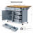 52'' Kitchen Island With Drop Leaf, Embossed Texture Kitchen Island On Wheels With Spice Rack, Towel Rack, 2 Doors And 5 Drawers, Kitchen Storage Cart With Adjustable Shelf For Kitchen, Blue Grey-1805711969