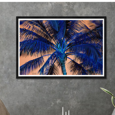 Palmier tropical en orange et bleu