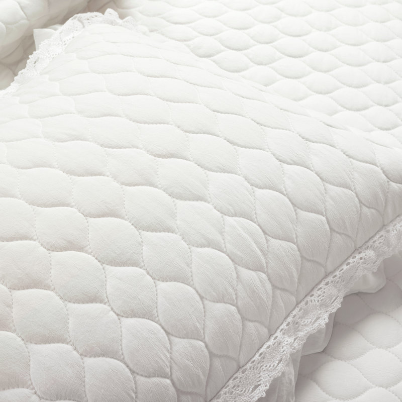 Ella Microfiber 3 Piece Quilt Set, King Quilt + 2 Standard Shams, White