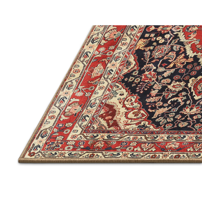 Orange oriental/noir/Tapis décoratif beige abeilles, Rectangle 8 pi x 10 pi