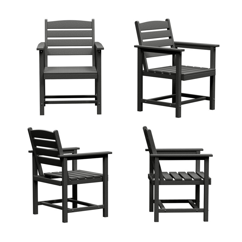  Chaise en PEHD (ensemble de 4), Noir, noir, noir, noir