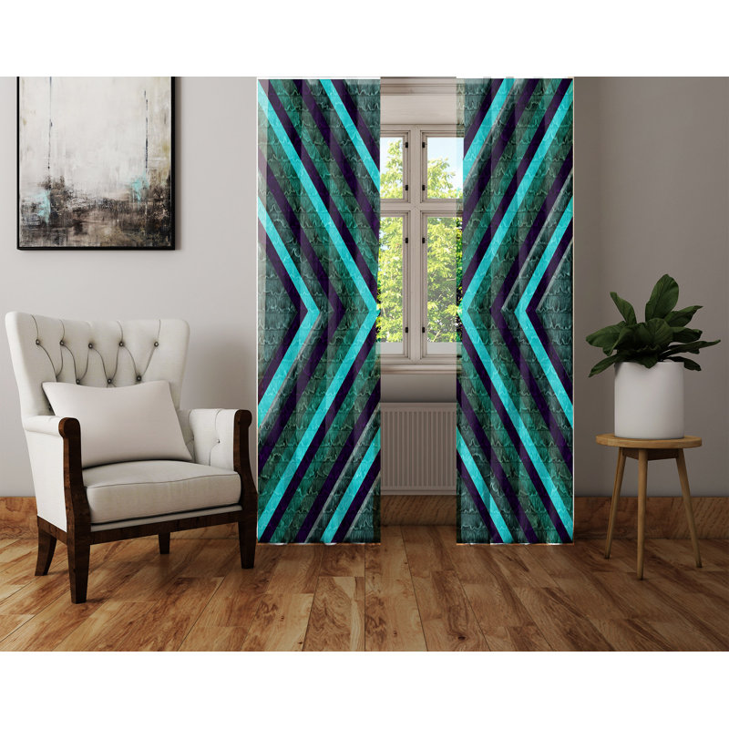 Paire de rideaux semi-transparents avec passe-tringle Cross, L 56 po x L 78 po