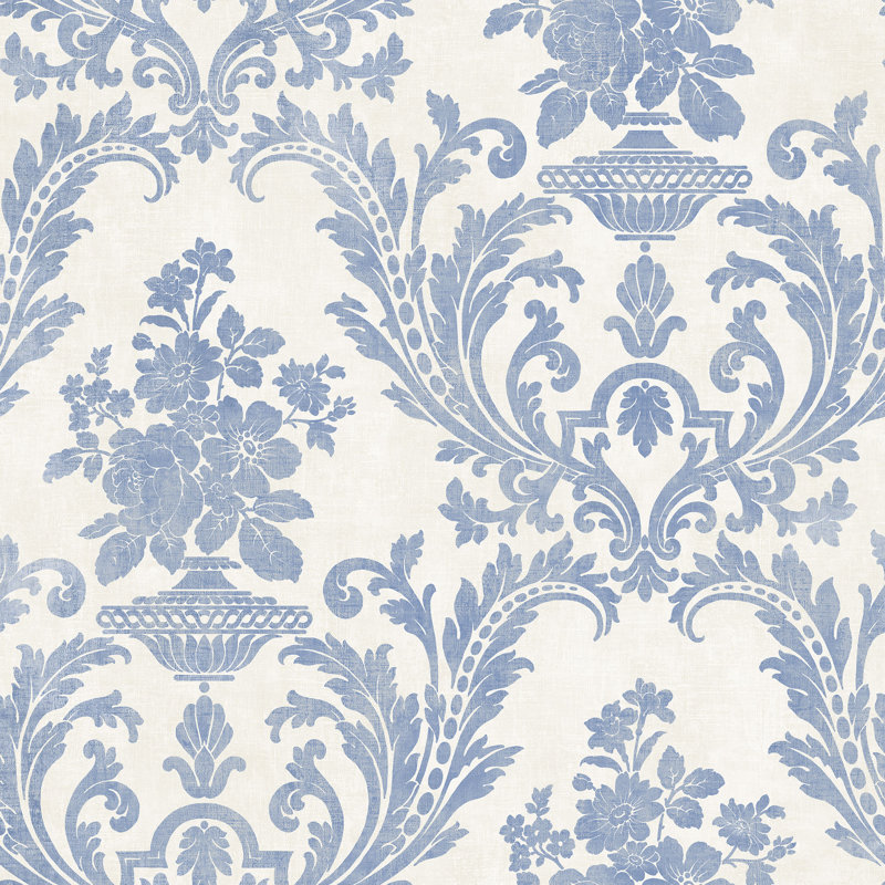 Positano 10m x 52.8cm Matte Wallpaper Roll, Off White/Blue