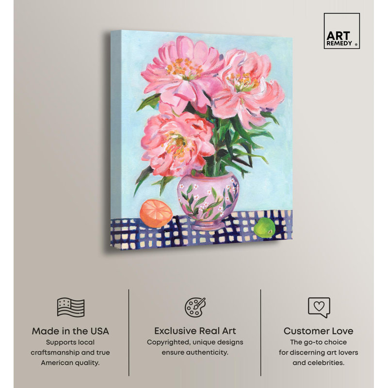 Romantic Floral Canvas Wall Art with Mirrored Edges, 20" x 16"