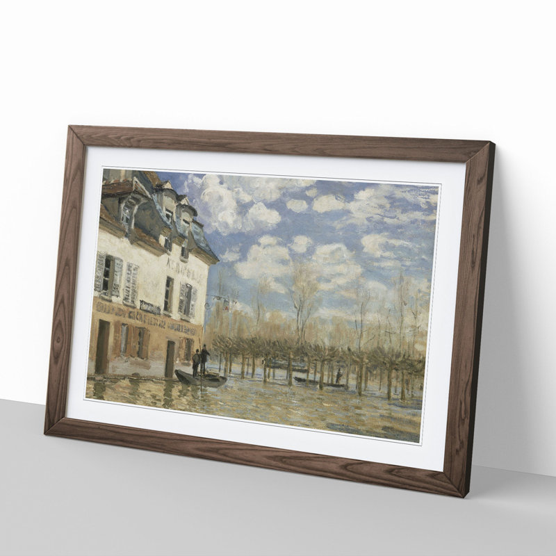 The Flood at Port-Marly by Alfred Sisley - Picture Frame Painting, Walnut, 27cm H x 36cm W x 2cm D