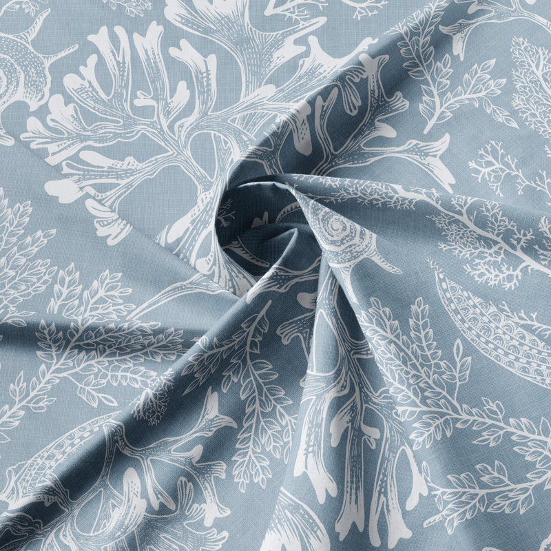 Shellabrate Cornflower Cotton Simple Top Pocket Drapery Panel Set of 2, 50" W x 108" L