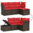 Ebern Designs 4 Piece Patio Sofa Set With Cushions Black Poly Rattan-1491632103-1491632102