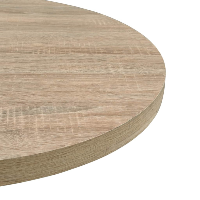 Vowell Round Metal Base Dining Table, Oak, 75 cm H  x 60 cm W x 60 cm D