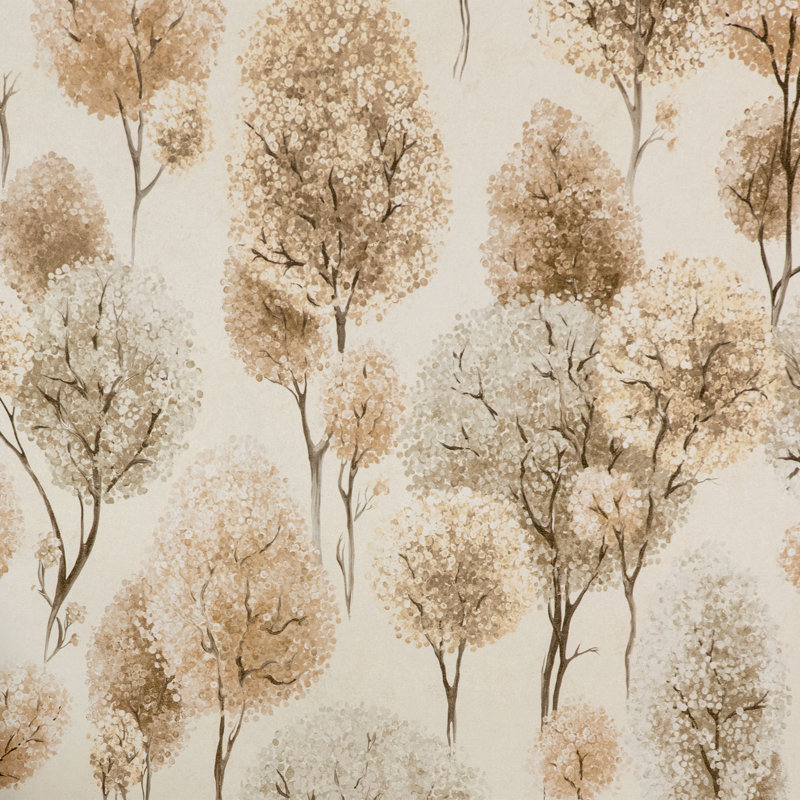 Julie Feels Home Collection Glitter/Shimmer Large Tilia Trees Wallpaper Roll, Cord Cream