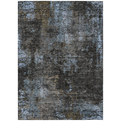 8' X 10' Silver Abstract Washable Indoor Outdoor Area Rug