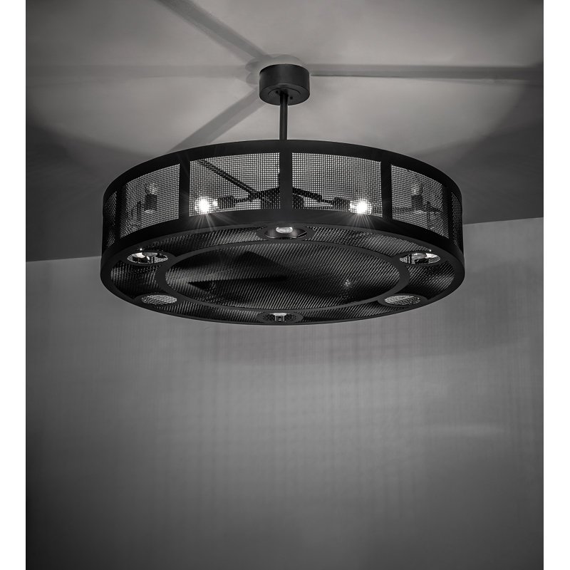 48" Wide Paloma Golpe Chandel-Air, Satin Black Wrought Iron, 10" H x 56" W x 56" D