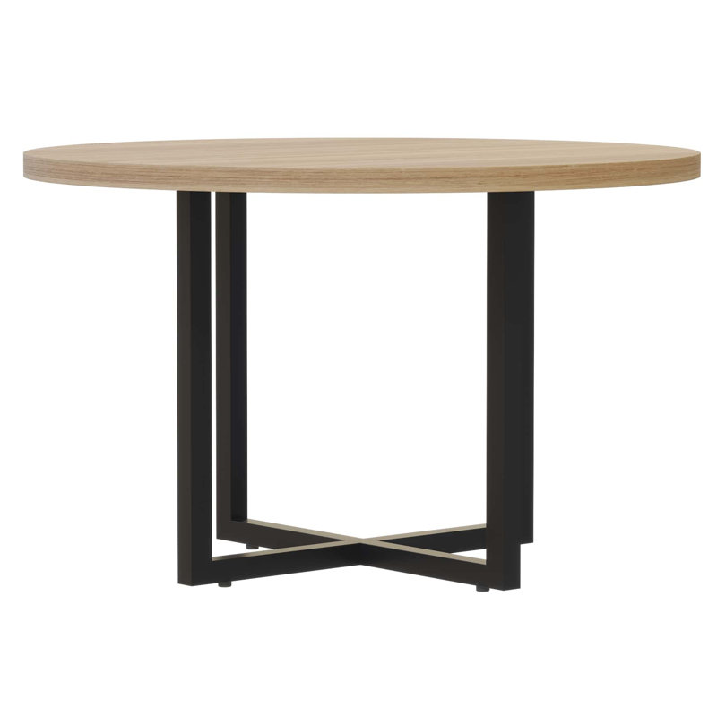 Mirella Conference Table (Table & Base) in , Sand Dune, 29.5" H x 42" L x 42" W, Sand Dune, Black