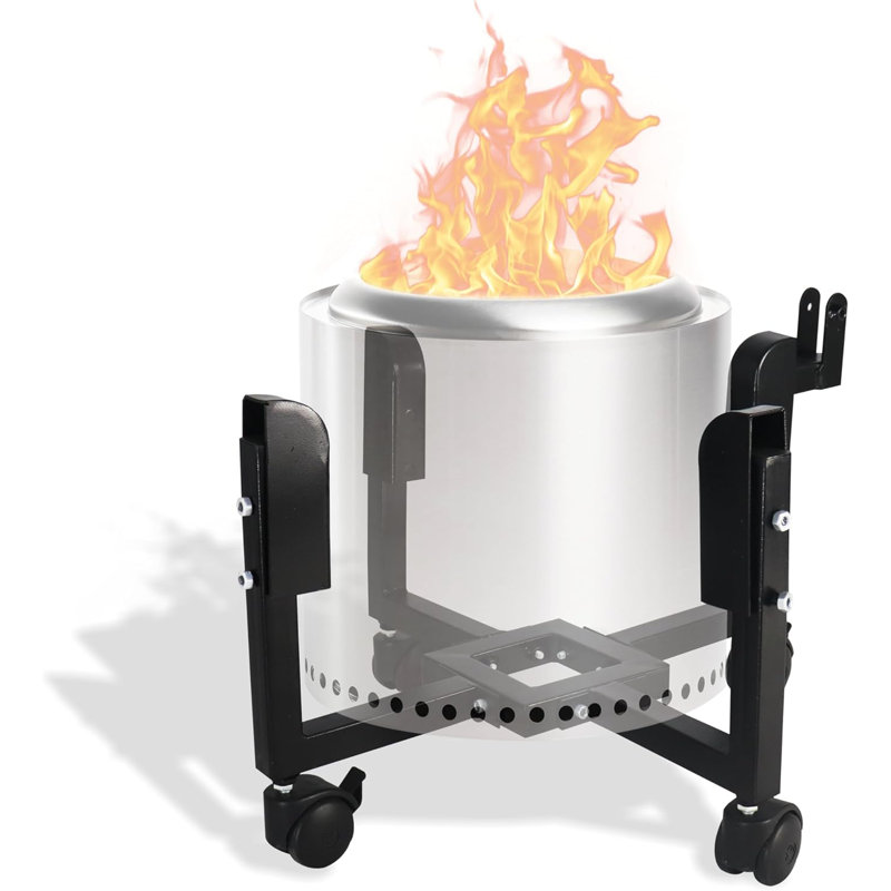 Febtech - Portable Firepit Trolley Stand Compatible With Solo Stove Yukon And Other Firepit - Fire Pit Stand With Support Arm For Effortless Fire-Pit Mobility - Solo Stove Accessories