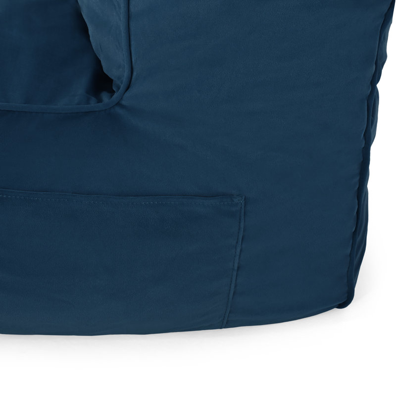 Petit fauteuil à billes en velours, Velours bleu marine