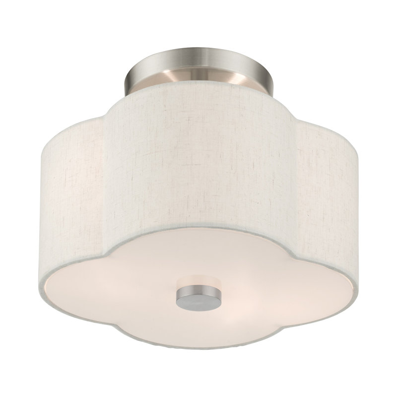 Plafonnier semi-encastré 2 lumières Swarthout, Nickel brossé, H 8,5 po x l 11 po x P 11 po