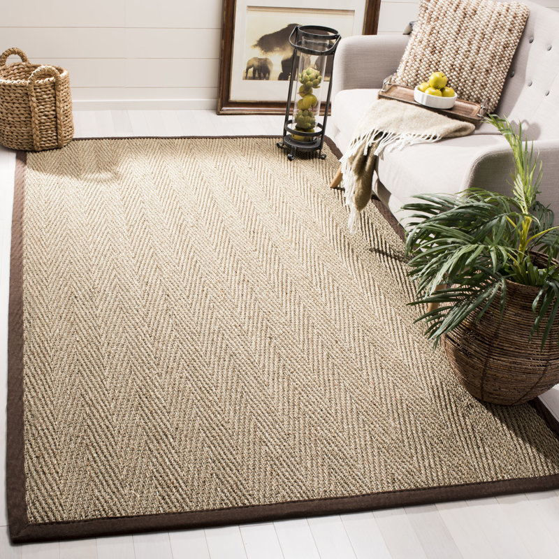 Heenan Natural Fiber Seagrass Solid Color Rug, Rectangle 6' x 9'