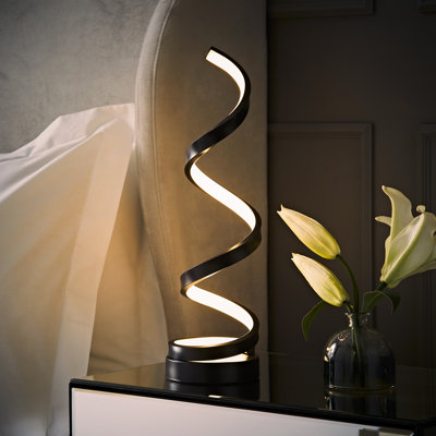 Infinity Matt Black Single Twist Integrated LED Table Lamp 3000K