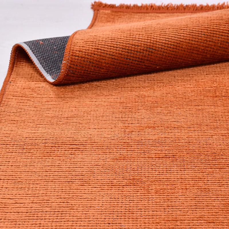 Tapis en polyester orange antidérapant Javin facile à nettoyer, 6.5' x 9.5'