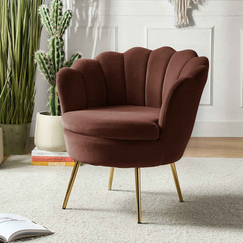 Chaise de travail en velours avec design ergonomique Louise, Brique brûlée