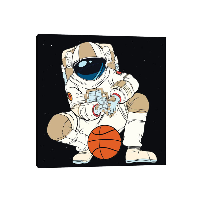 Playing Basketball Astronaut by Art Mirano - Wrapped Canvas Print, 30.48 cm H x 30.48 cm W