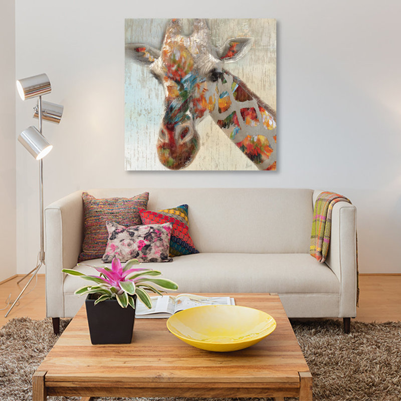 «Paint Splash Giraffe» par Nan - reproduction d'art graphique sur toile, H 37 po x l 37 po x P 1,5 po, Toile tendue