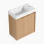 Ensemble de meuble-lavabo mural 18,5 po avec lavabo en résine, porte simple fermée, ensemble d'armoires de salle de bain, panneau de fibres à densité moyenne, bois naturel (KD-Packing)