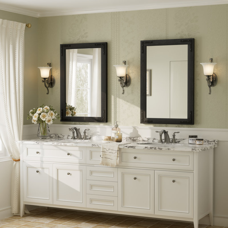Miroir mural Amara Rustic Farmhouse, Noir, 36 po x 24 po