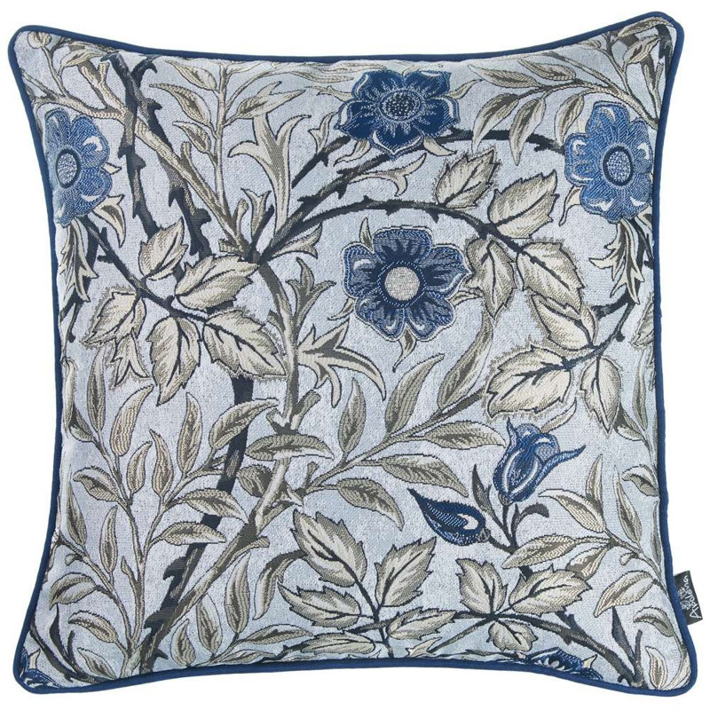 Coussin décoratif à feuilles bleues et grises