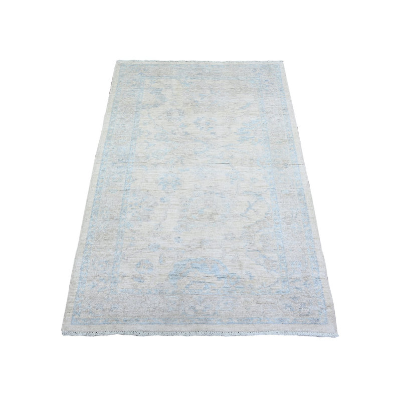 Tapis oriental blanc en laine noué à la main 3 pi 1 po x 5 pi Peshawar 4EFB26DD732B46F796536B6B50E8CA14
