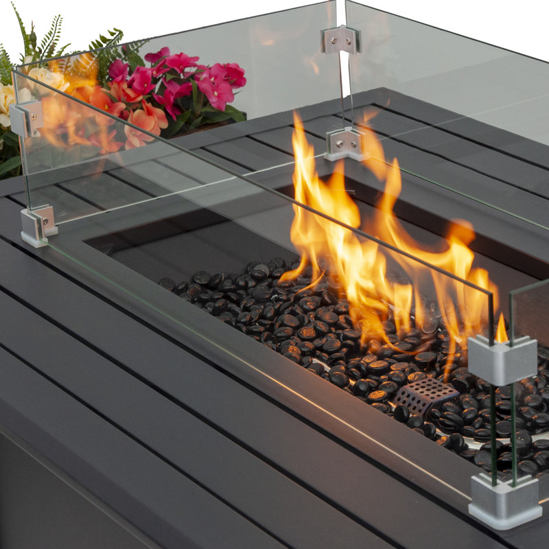 Verre pare-flammes Wind Fire Pit, H 15,6 po x l 30,3 po x P 20,5 po