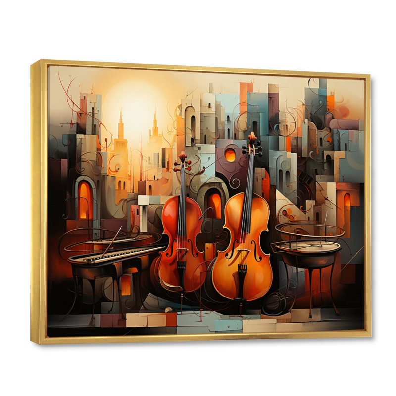 Décoration murale Sunlit Symphony I - Collages abstraits, H 24 po x l 32 po x P 1 po, Cadre flottant doré