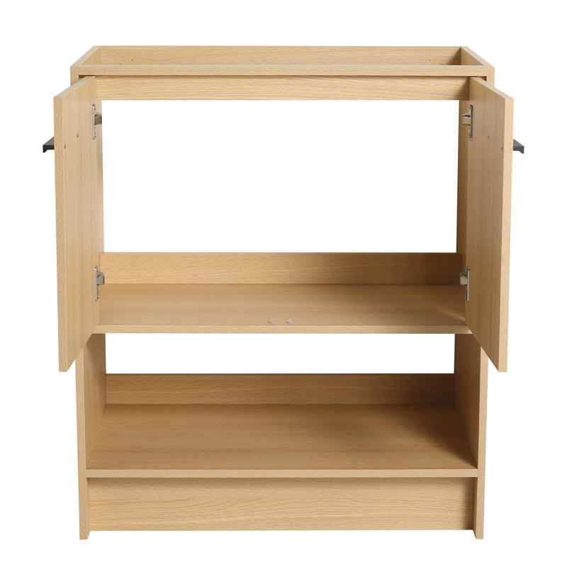 Armoire de salle de bain 30 po, contreplaqué autoportant avec 2 portes, facile à assembler, style américain, chêne 2 portes, couleur chêne