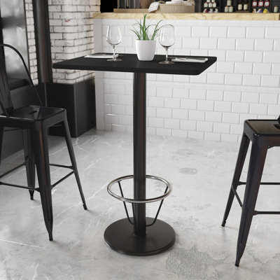 Plateau de table rectangulaire en stratifié avec base ronde et anneau de pied Basnight