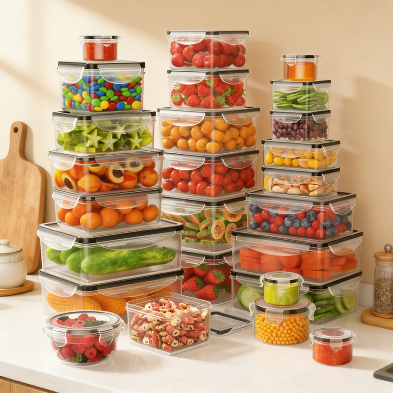 Ensemble 52 pièces de contenants alimentaires hermétiques avec couvercles - Organisation de cuisine en plastique sans BPA pour la préparation des repas, les restes, la salade, les fruits et les produits secs