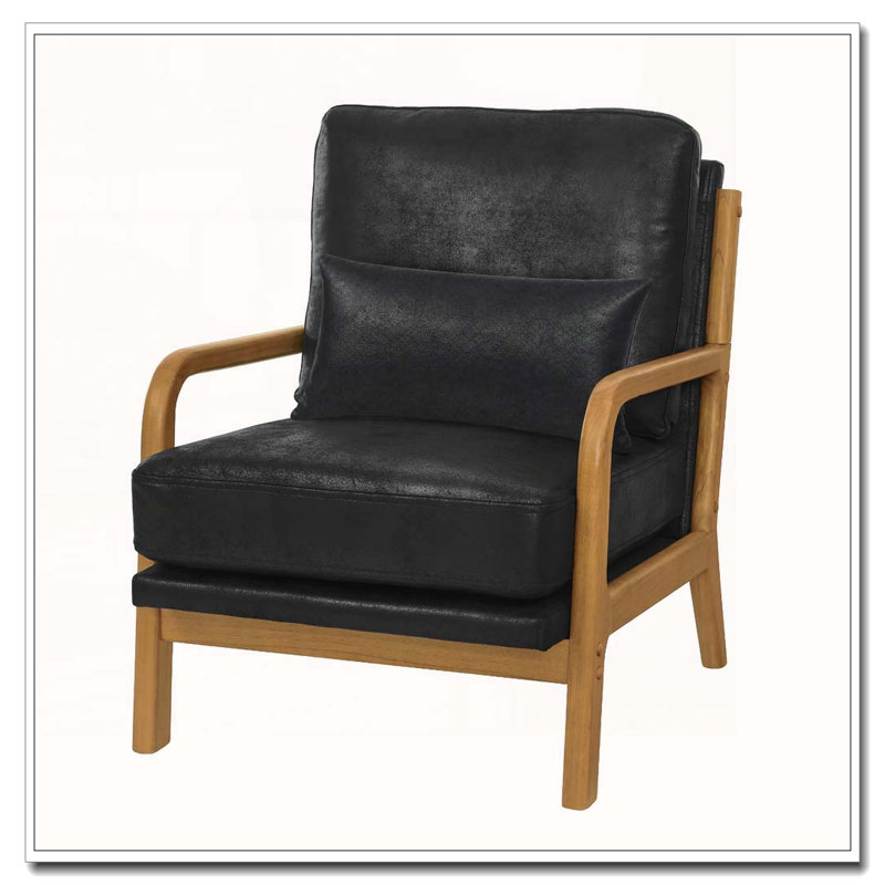 Fauteuil lounge en bois avec tissu métallique, Black Foil Fabric