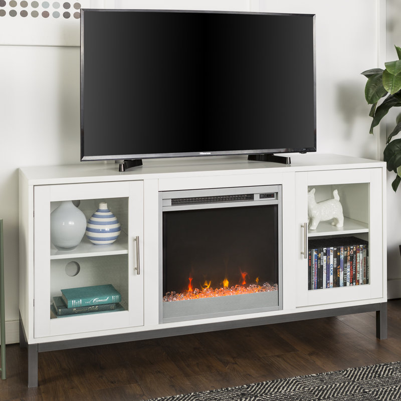 Fergerson 52" TV Stand with Electric Fireplace, White