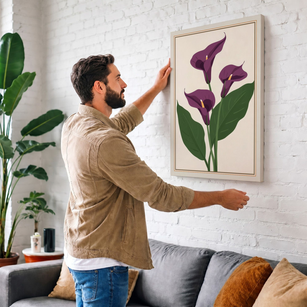 Purple Calla Lilies Botanical - Wrapped Canvas