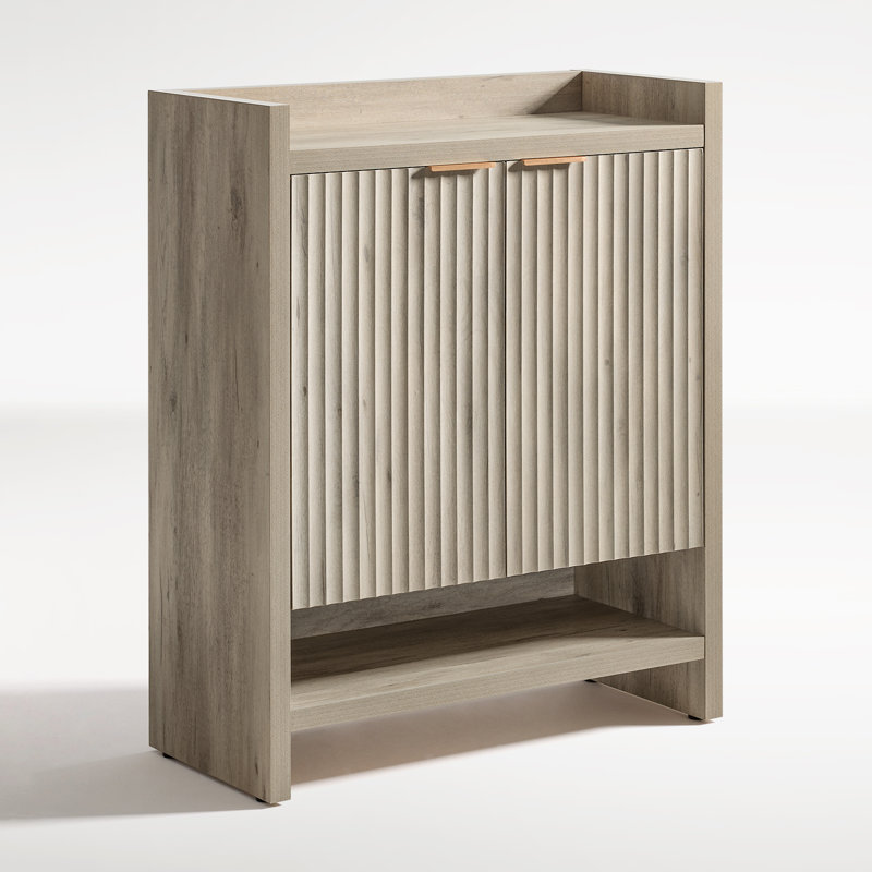 Nicolee 24 Pair Shoe Storage Cabinet, Greige Oak
