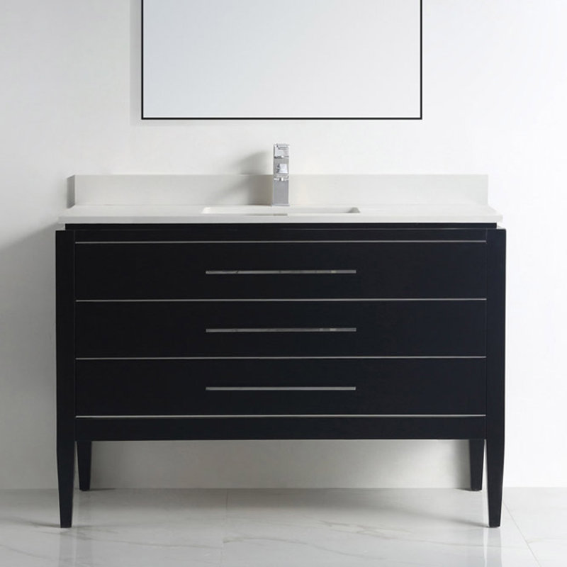 Base de meuble-lavabo de salle de bain simple 48" seulement, Noir/chrome