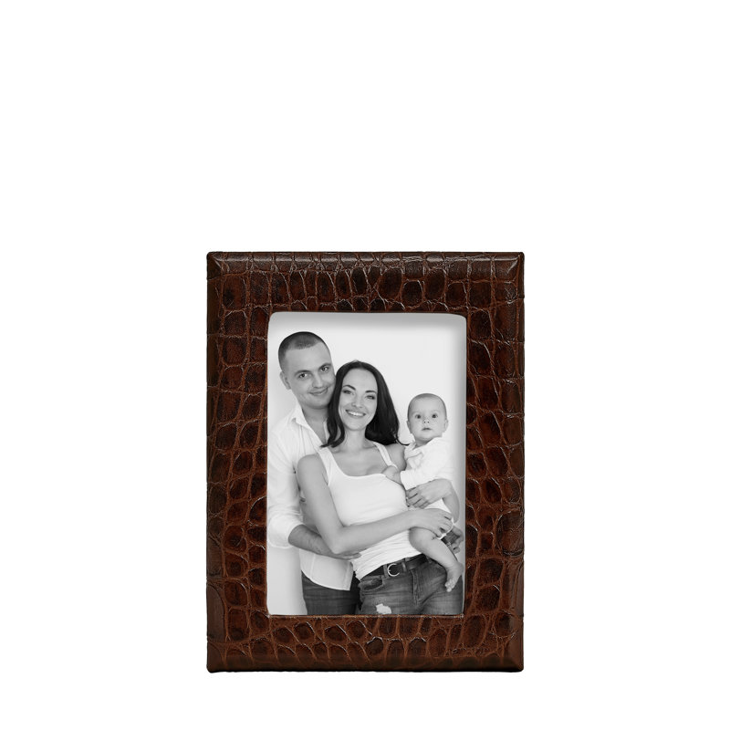 Leather Picture Frame, 4" W x 6" H, Brown Croc