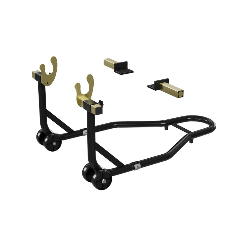 Motorcycle Stand Lift Set, Adjustable Swingarm Spool, Front Rear Brackets, 1PCS with Gloves, Black, Black
